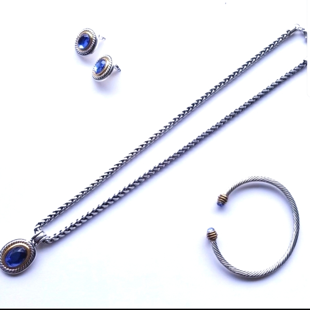 Elegant Silver and Blue Jewelry Set